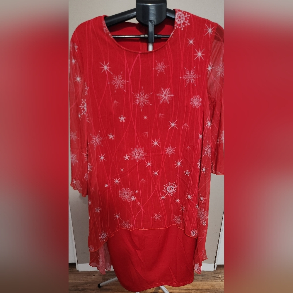 Red Snowflake Patterned Dress